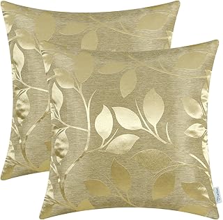 CaliTime Pack of 2 Throw Pillow Covers Cases for Couch Sofa Home Decor Shining & Dull Contrast Vibrant Growing Leaves 18 X...