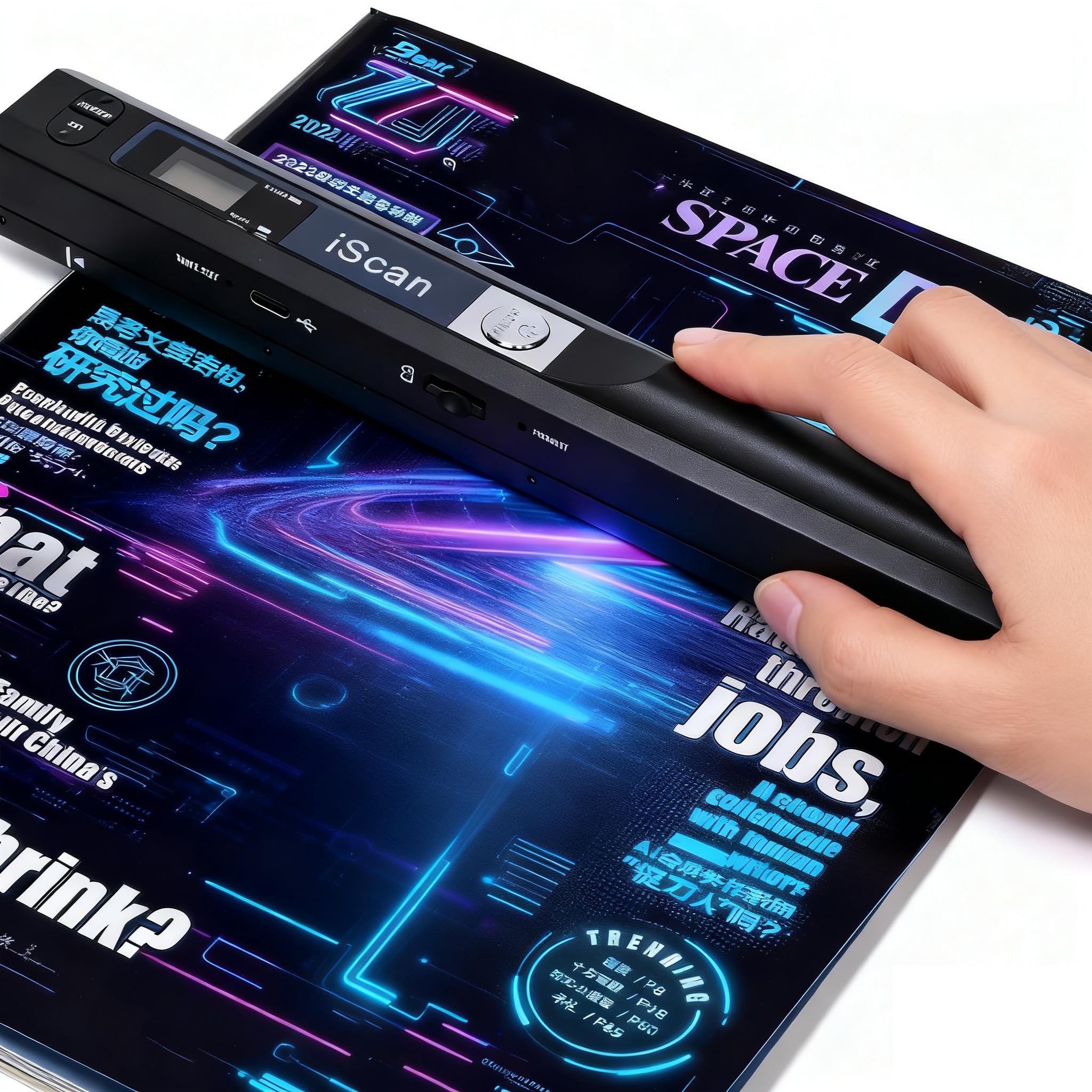 A4 Document Scanner, Portable Card Photo Scanner with 16GB Memory Card, Mini Handheld Receipt Scanners, USB Connection for Computer, Black, LNKH09-image-31