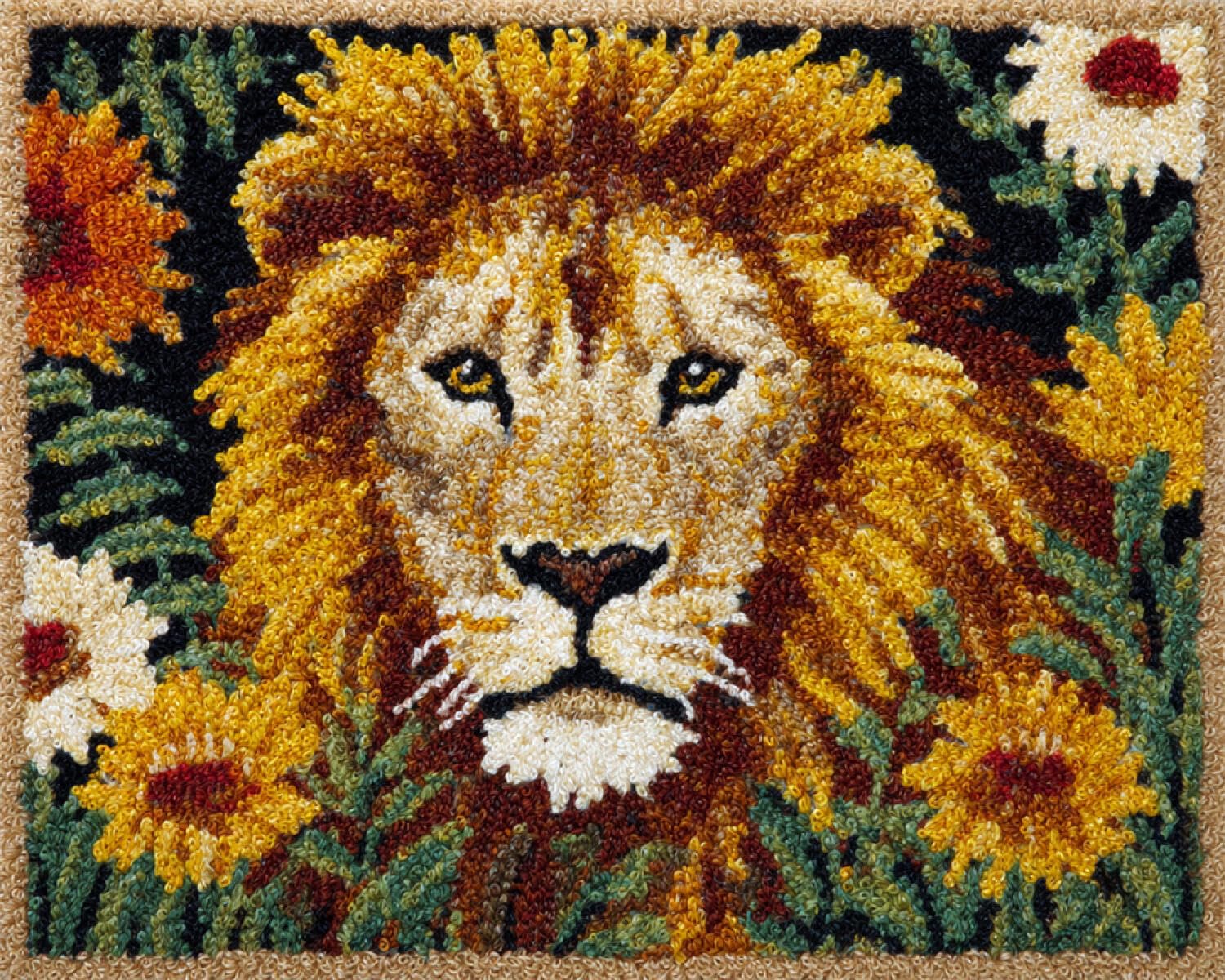 Henypt DIY Latch Hook Rug Kits Lions and Flowers 60x90cm