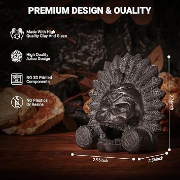 “OW” Authentic Aztec Death Whistle - Produces Loud Human-like Screams at high Decibels, Collectible Traditional Black Aztec Design