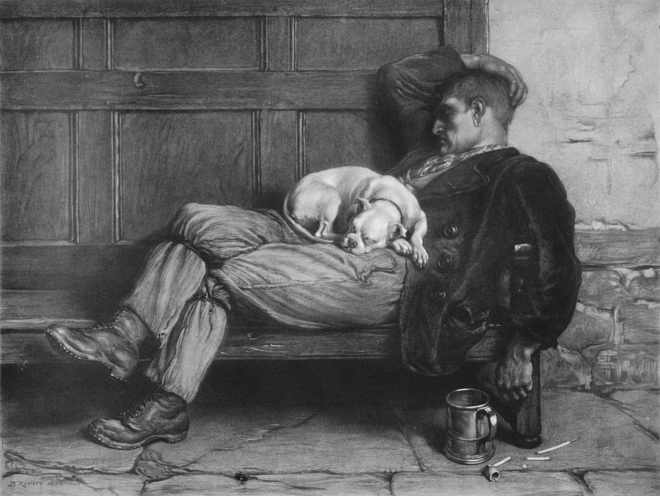 SERENDIPITP Vintage Wall Art Canvas Nordic Poster Canvas Print Picture Let Sleeping Dogs Lie by Briton Riviere Wall Art Poster for Home Decor 60x90cm