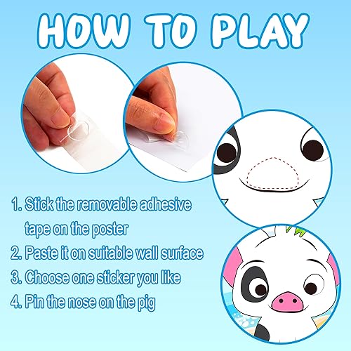 Miniatura 5 de Mona - Decoración de fiesta con forma de pin de nariz en el cerdo, juego para niños, fiesta de cumpleaños, regalos de cerdo, decoración de póster