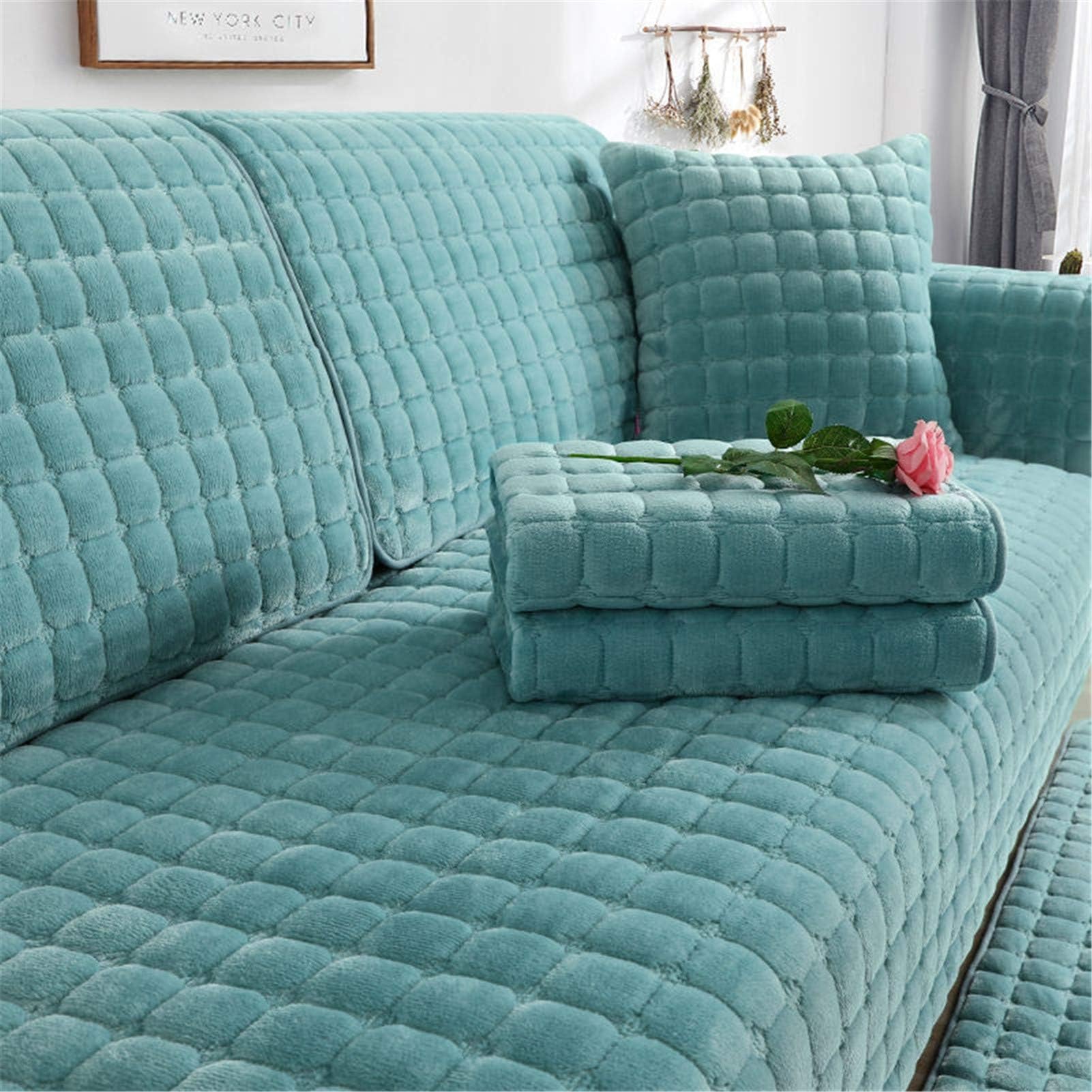 Housse de canapé réversible en velours vert contre l'usure du fauteuil