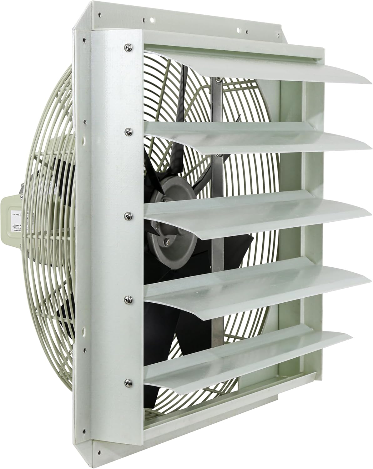 iLIVING 20" Wall Mounted Shutter Exhaust Fan, Automatic Shutter, with Thermostat and Variable Speed controller, 2.2A, 3368 CFM, 5000 SQF Coverage Area Silver (ILG8SF20V-ST)