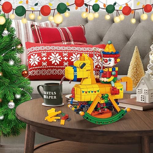 Miniatura 9 de Juego de 590 piezas STEM de madera mecedora de caballo de 7.09 x 4.72 x 8.07 pulgadas (largo x ancho x alto), juguetes de cuerda acrobática