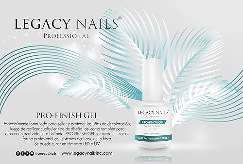 Miniatura 4 de Legacy Nails Professional PRO FINISH GEL 0.5 oz – Sellador de uñas acrílico de alto brillo para un brillo duradero – Fórmula de secado rápido,
