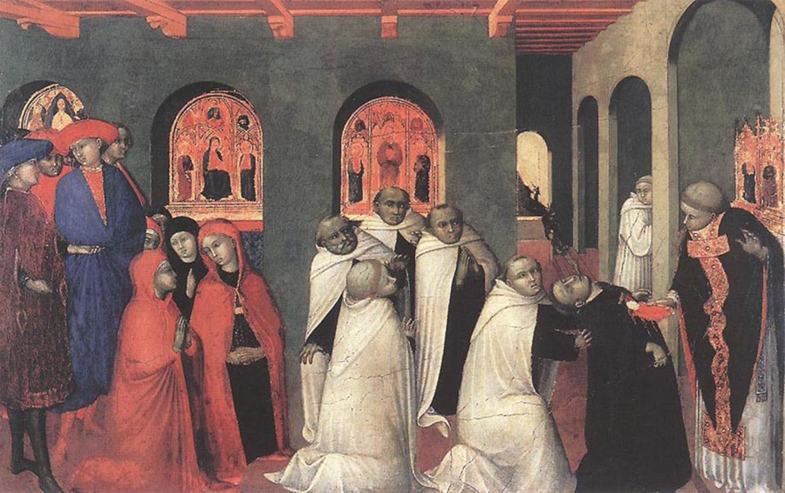 ARTXLXXBN Famous Painting Canvas Artwork Graffiti Print Miracle of the Eucharisty by Sassetta Portrait Canvas Image for Home Decor 60x90cm