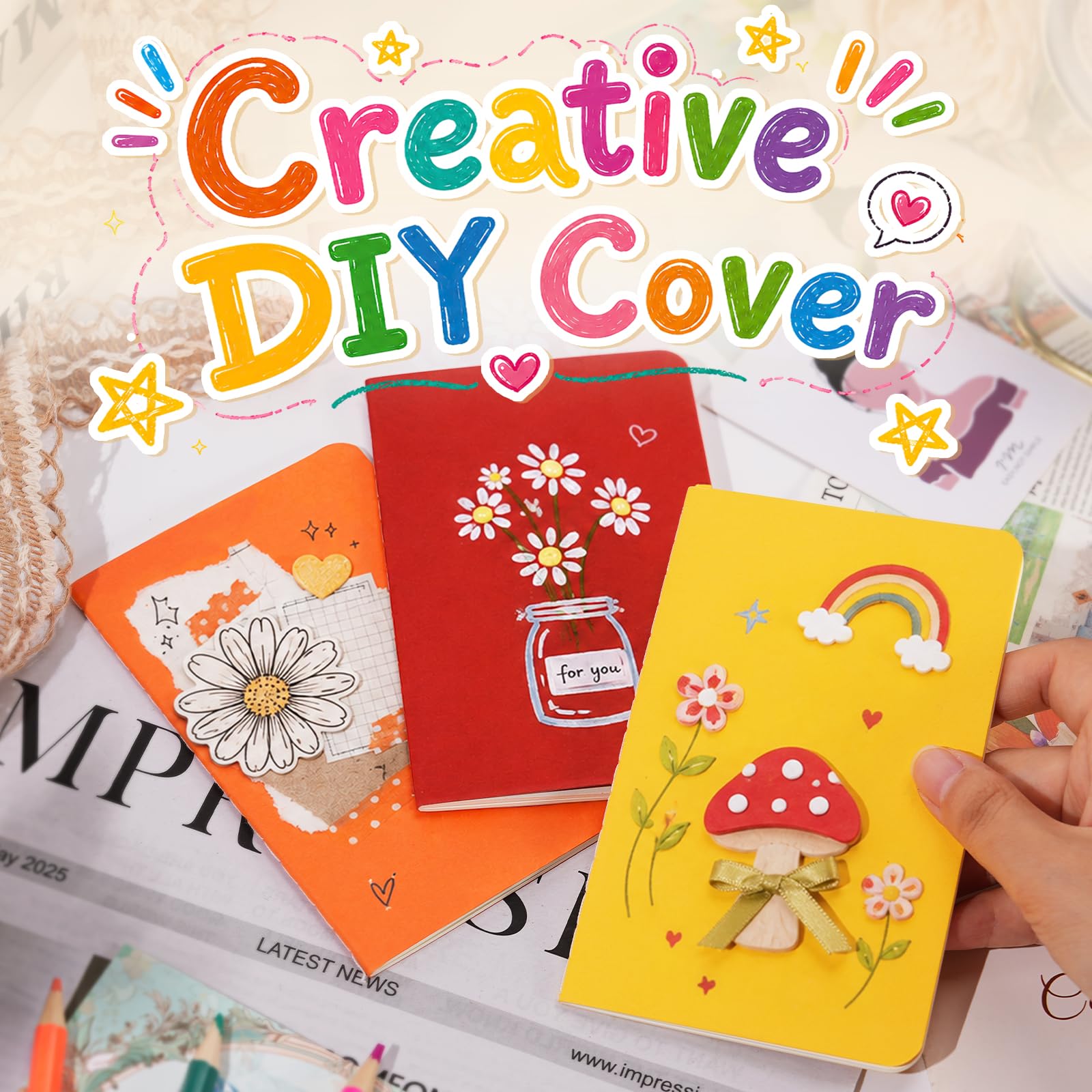 Gwybkq Cuadernos pequeños a rayas a granel, paquete de 120 mini blocs de notas de bolsillo, libros de cubierta colorida para niños, estudiantes, regalos a granel de 3.5 x 5.5 pulgadas, 30 hojas/60