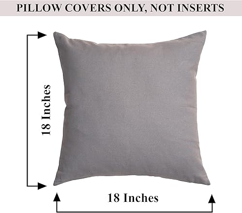 Vista 76 de RELY+ Juego de 2 fundas de almohada de algodón blancas de 18 x 18 pulgadas, fundas cuadradas con cremallera para sofá, sala de estar, fundas Blanco