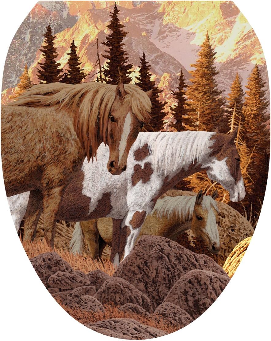Toilet Tattoos, Toilet Seat Cover Decal, Wild Horses, Size Elongated
