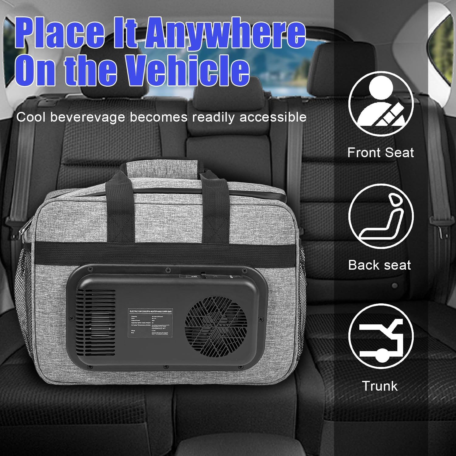 16 Quarts 12 Volt Portable Iceless Car Electric Cooler Bag 15L AC/DC Cool and Heat Thermal Plug in Compatible Mini Cooler Warmer All Season Trucker Fridge Long Haul Drivers