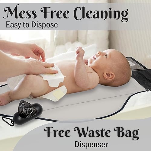 Miniatura 7 de Cambiador de pañales portátil grande  Cambiador de pañales plegable impermeable para bebé, bolsillo para toallitas, fácil de limpiar, artículos