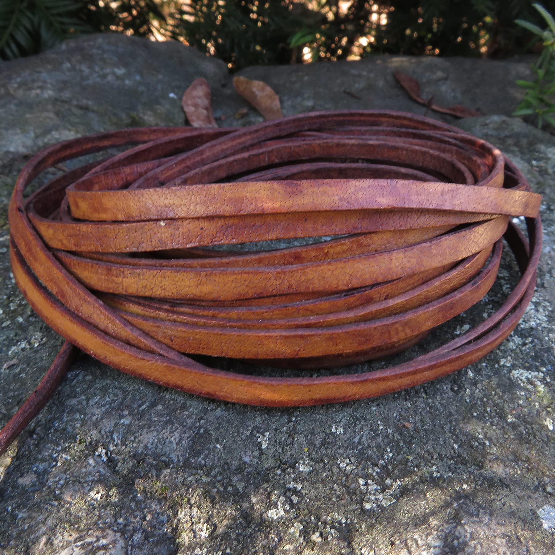 esnado Leather Cord Flat 5 mm x 1.5 mm Colour: Antique Light Brown Length: 5 Metres - Image 4