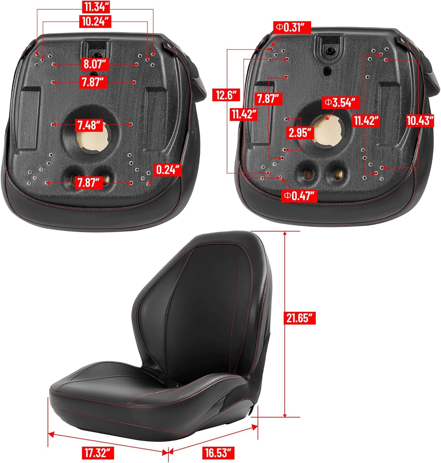 Seat Replacement Compatible with Yamaha Rhino 700 660 450 Series Plastic Black UTV Bucket Seats Pair Replacement for 5UG-F4710-00-00