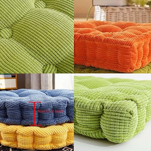 Miniatura 6 de Jhorxa Juego de 2 almohadas de suelo de meditación, cuadradas y redondas, para adultos, cojín de pana copetuda para balcón, exterior, tatami y sala