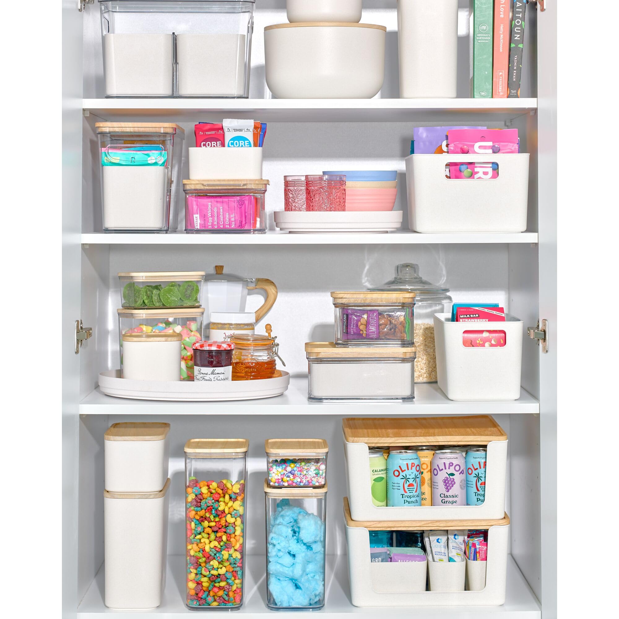 iDesign Organiseur de Plateau tournant Lazy Susan en Plastique recyclé, Collection Rosanna Pansino – 37,8 cm (L) x 37,7 cm (l) x 4,1 cm (H), Noix de Coco
