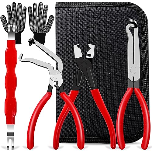Electrical Disconnect Pliers 4-Pack Professional Set - Automotive Connector & Fuel Line Clip Remover Tools for Cars, Trucks Repair with Rapid Disconnector (Multi-Use Kit) (Red)