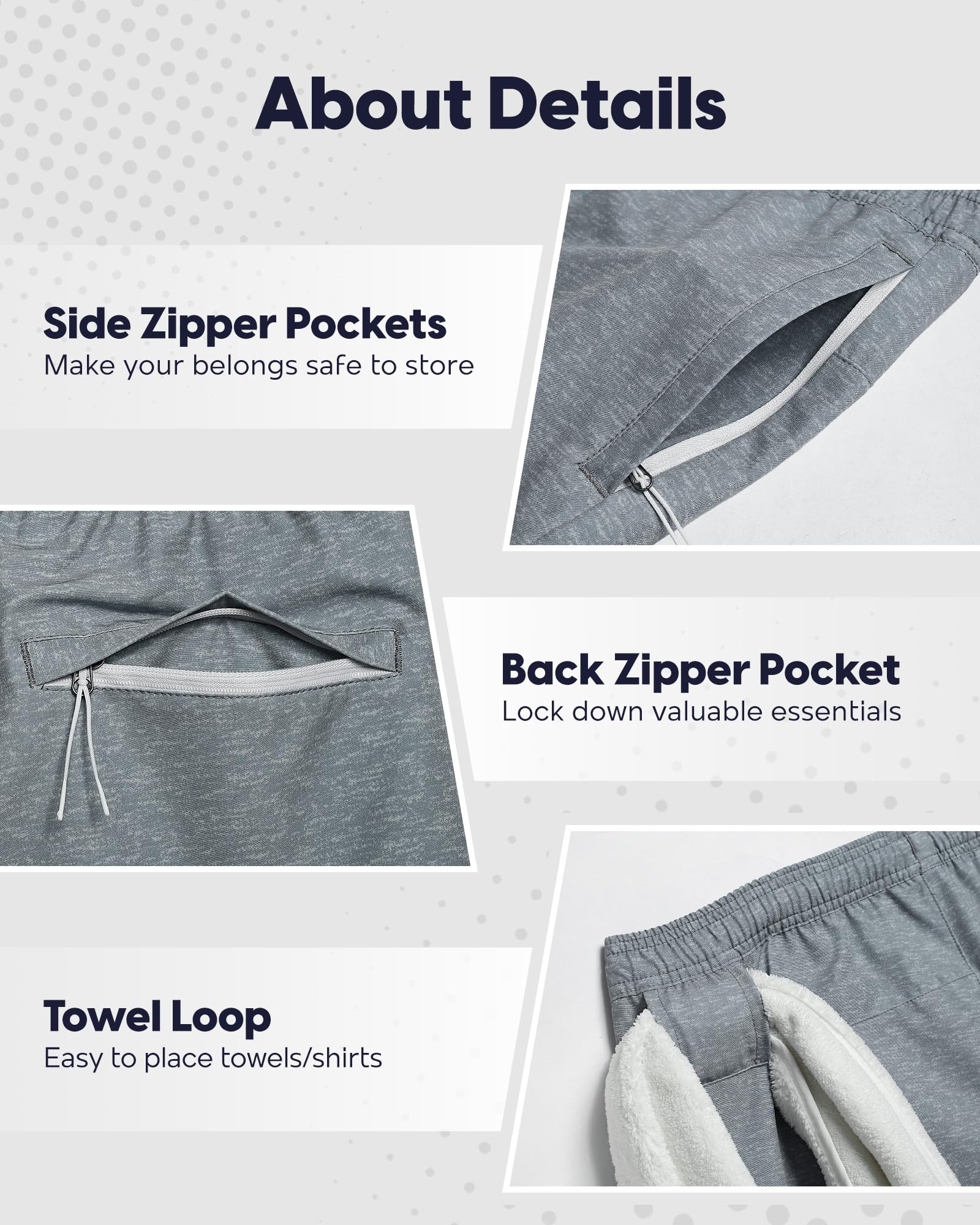 maamgic Pantaloncini da corsa da palestra da uomo, 17,8 cm, ad asciugatura rapida, pantaloncini da allenamento atletico con tasche con cerniera,