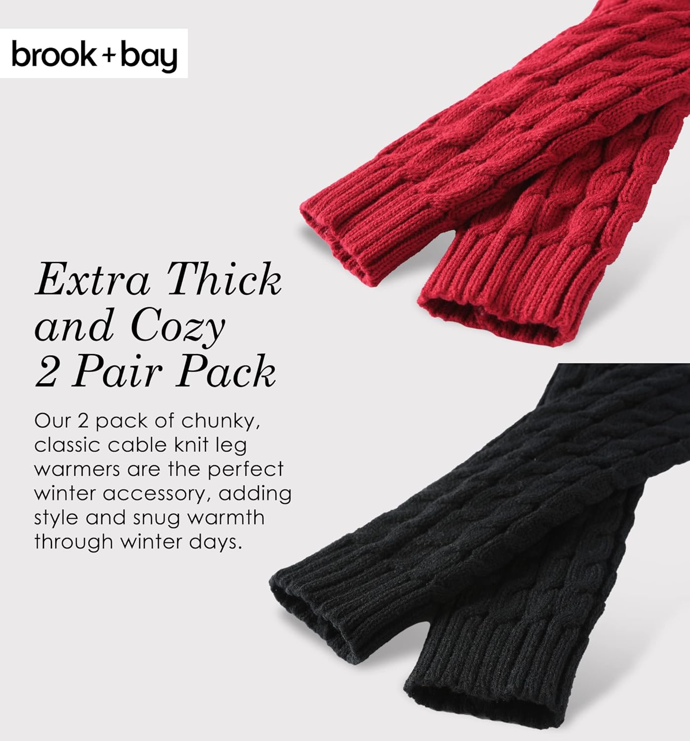 Brook + Bay Leg Warmers for Women - Cable Knit - Image 2