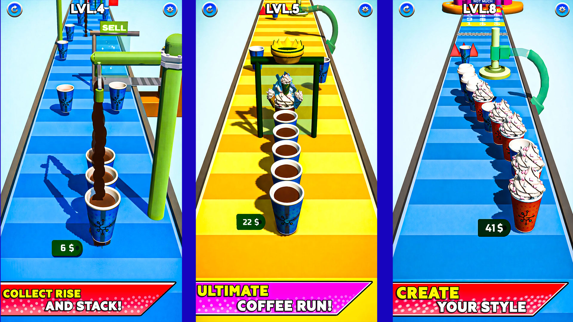 Coffee Cup Stack Runner 3D Rush: Idle Cafe Barista Shop Coffee ...
