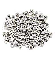 Vista 17 de binifiMux 100 tuercas de bloqueo Nylock 10-24 de nailon insertadas de acero inoxidable 304, tuercas de bloqueo #10-24, tuercas hexagonales