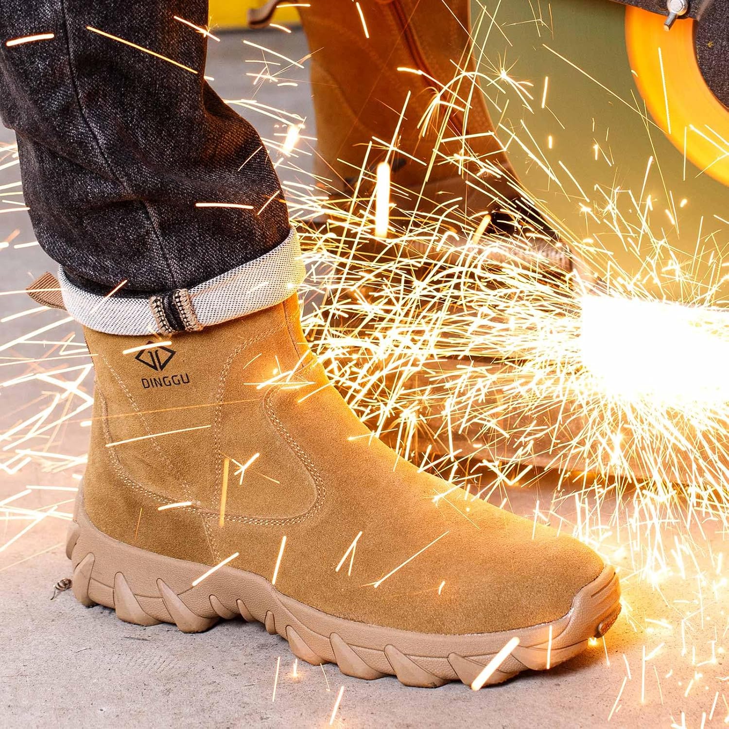 Steel Toe Boots for Men Leather Welding Comfortable Work Boots Slip Resistant Safety Construction Shoes - Image 2