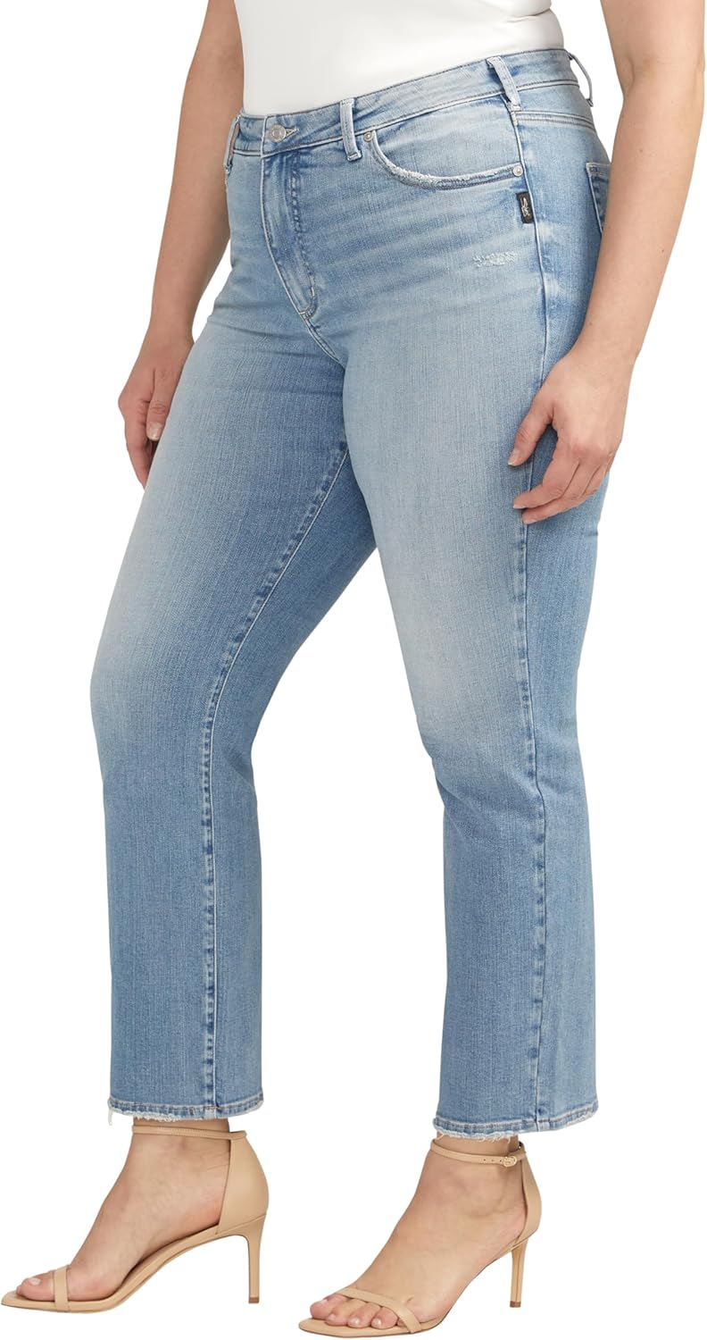 Silver Jeans Co. Womens Plus Size Isbister High Rise Straight Leg Jeans