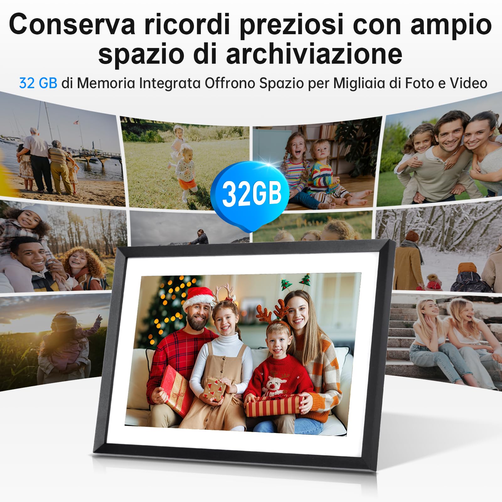 Cornice Digitale Foto, Rollei Smart Frame WiFi 107 10,1 Frameo Portafoto Digitale 32GB 1280x800 Schermo Tattile IPS Condivisione Istantanea di Foto e Video Nero Cornice-Digitale-Foto-Frameo-WiFi