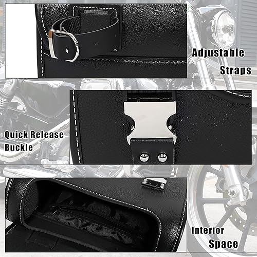 Miniatura 5 de X AUTOHAUX Bolsa de herramientas para motocicleta, bolsa de equipaje de ciclismo, impermeable, hebilla de liberación rápida, color negro, 10.63 x