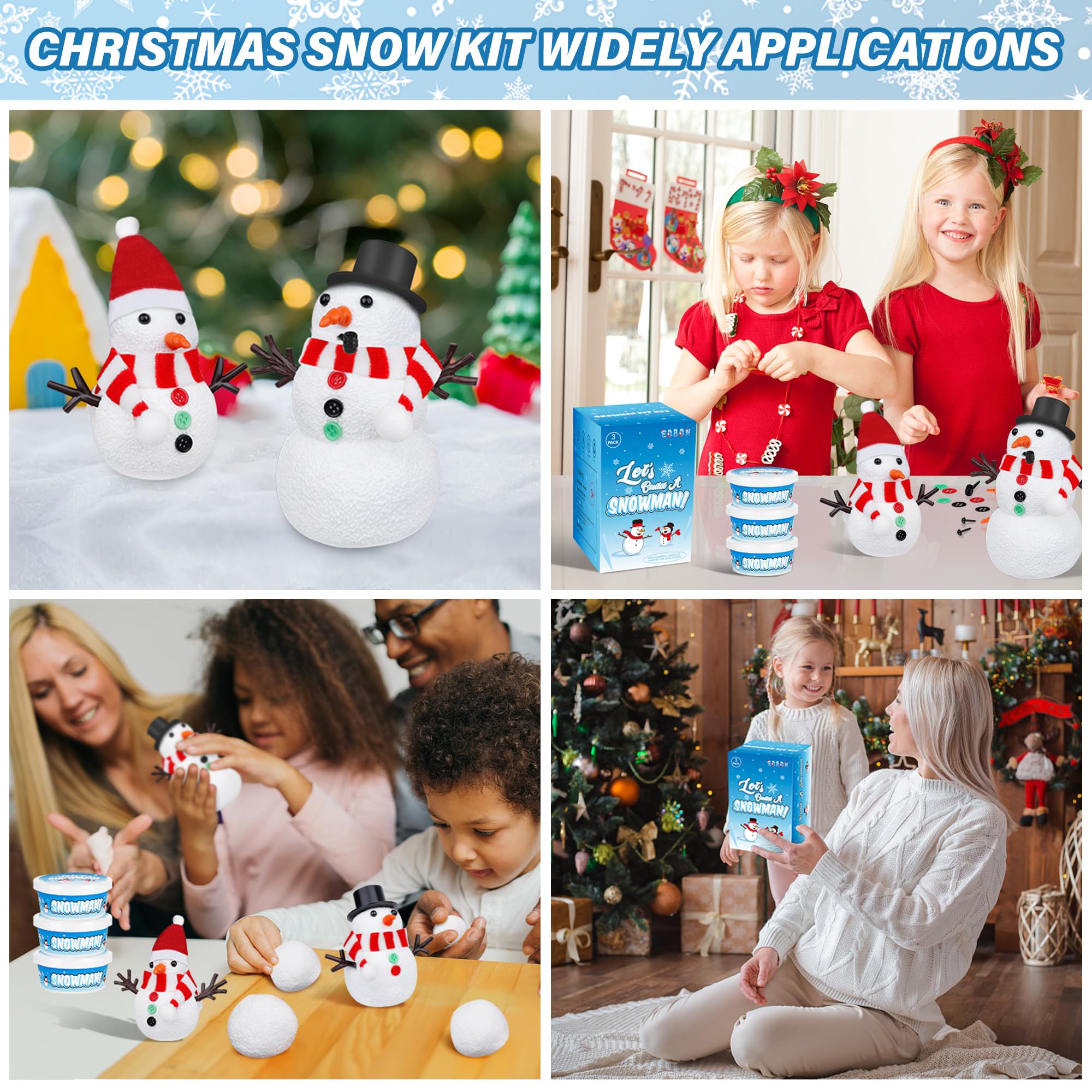 Kit de muñeco de nieve de Navidad, paquete de 3 piezas de manualidades de muñeco de nieve para niños, construye un muñeco de nieve, decoración de interiores creativa para niños, arcilla de modelado de 6