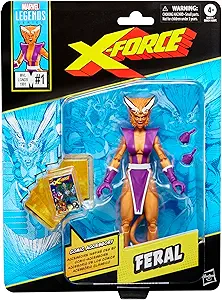 Marvel Legends Series Feral, X-Force #1 (1991) and X-Men Comics-Inspired Collectible 6-Inch Scale Action Figure with Character-Sized Comic Accessory