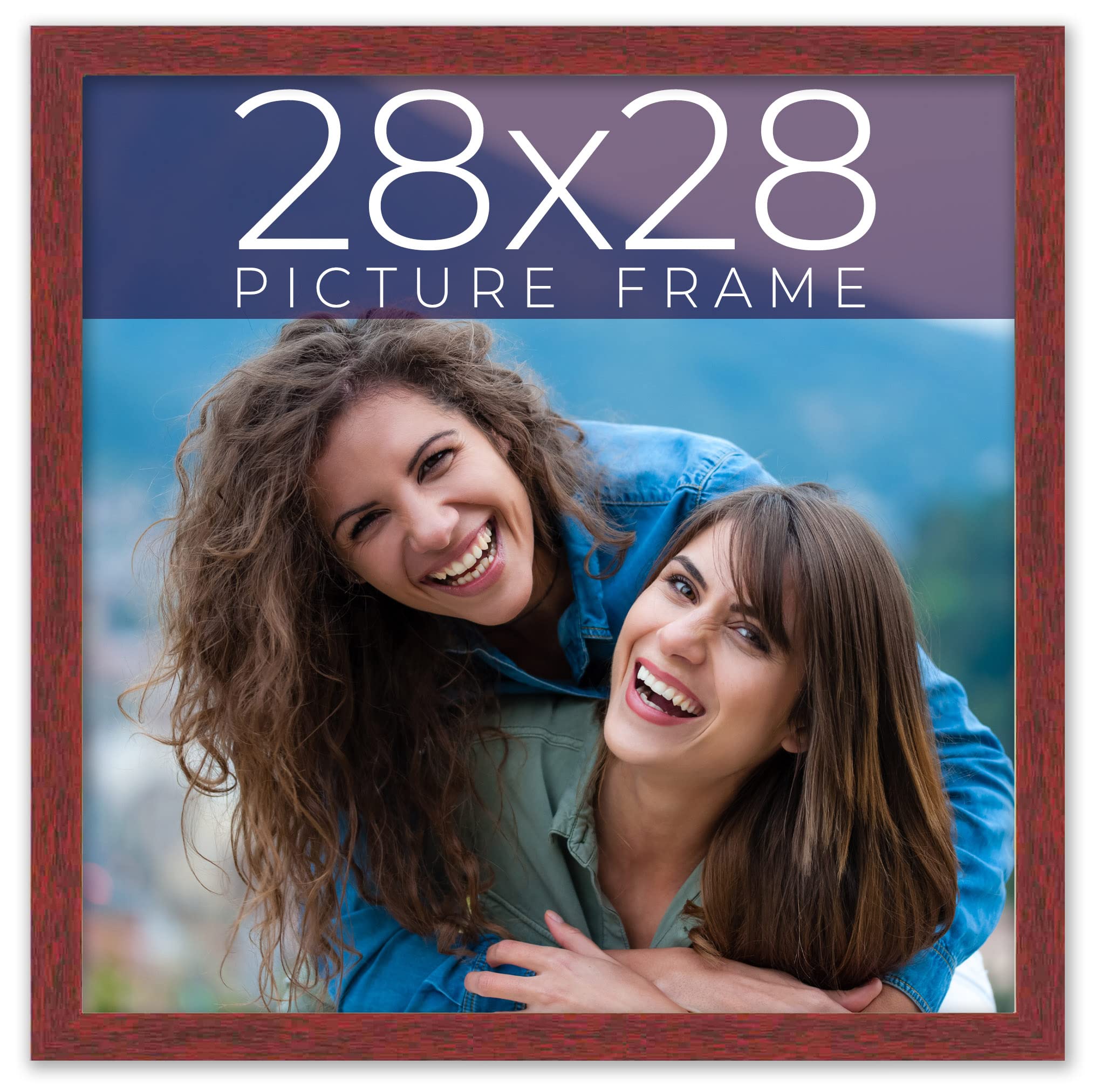 Amazon.co.jp: 28 x 28 ダークブラウン 本物の木製写真フレーム 幅0.75