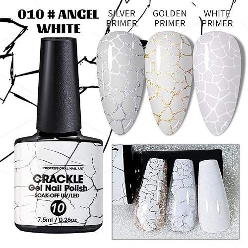Miniatura 3 de U-Shinein Esmalte de uñas de gel 3D, esmalte de uñas de ángulo blanco agrietado, increíble efecto de esmalte de uñas con estampado, de larga