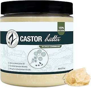 Zatural Castor Body Butter 8 Fl Oz Castor Oil Raw Shea Butter Moisturizing Skin Hair Body 100% Natural Clean Simple Ingredients