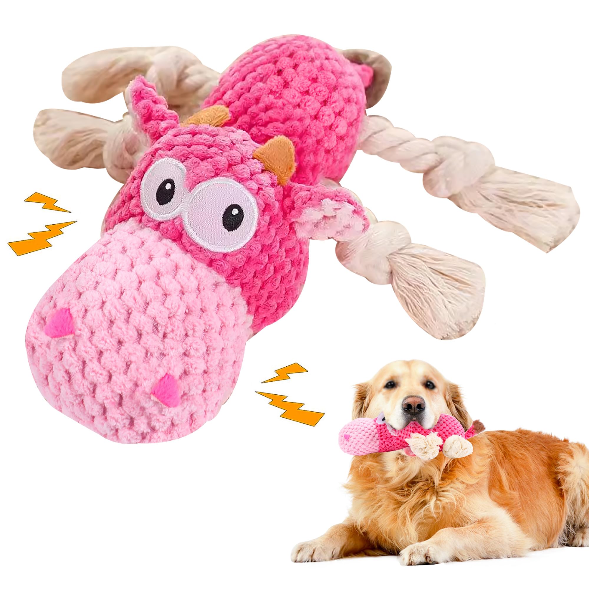 DSUMD Dog Squeak Toys, Chew Rope for Small & Medium Breeds, Puppy Teething Interactive Plush Toy to Keep Them Busy, Best Birthday, Christmas,