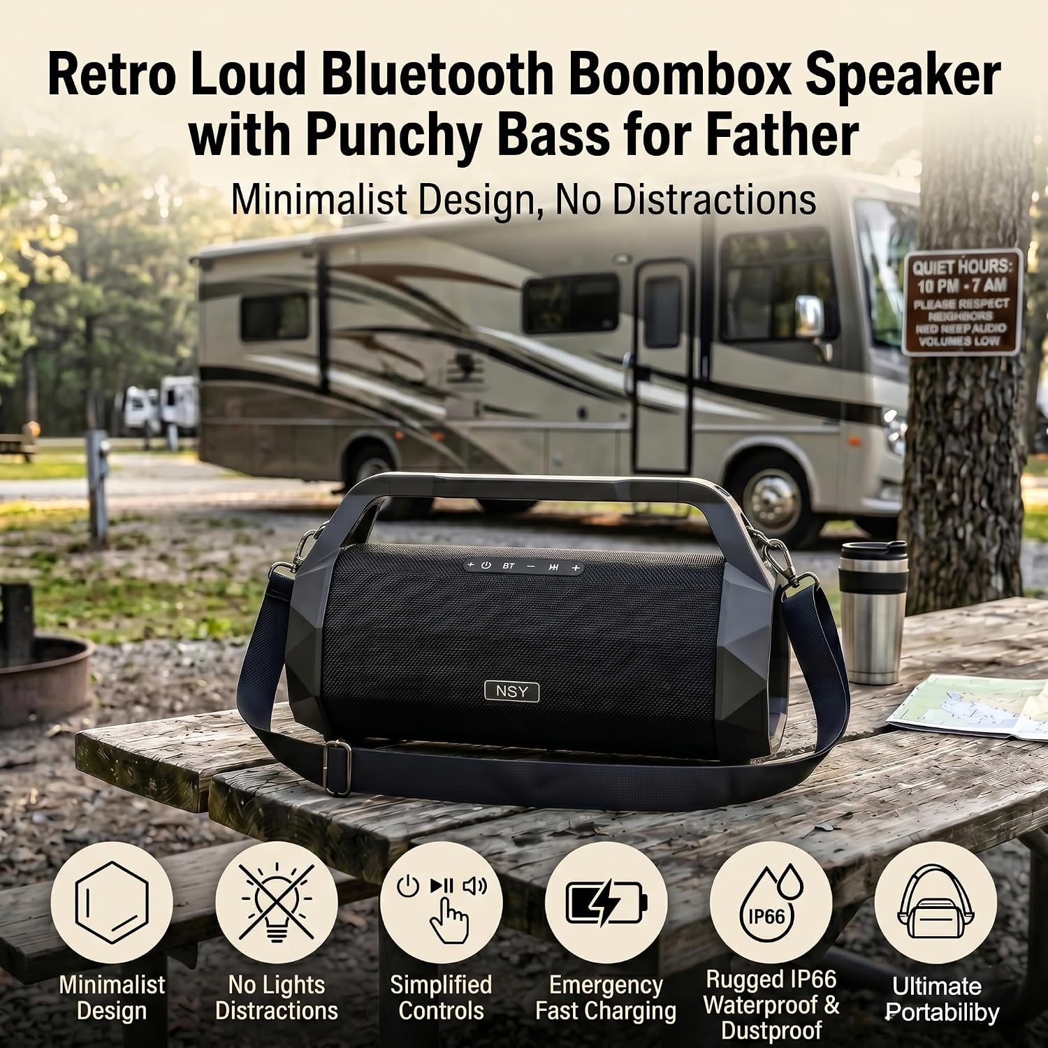 120W Outdoor Boombox, Portable Waterproof Bluetooth Speaker