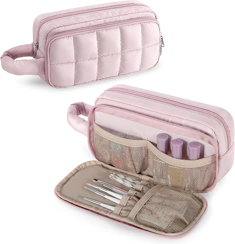LUXJA Estojo organizador para esmaltes com bolsos e alça acolchoada, rosa
