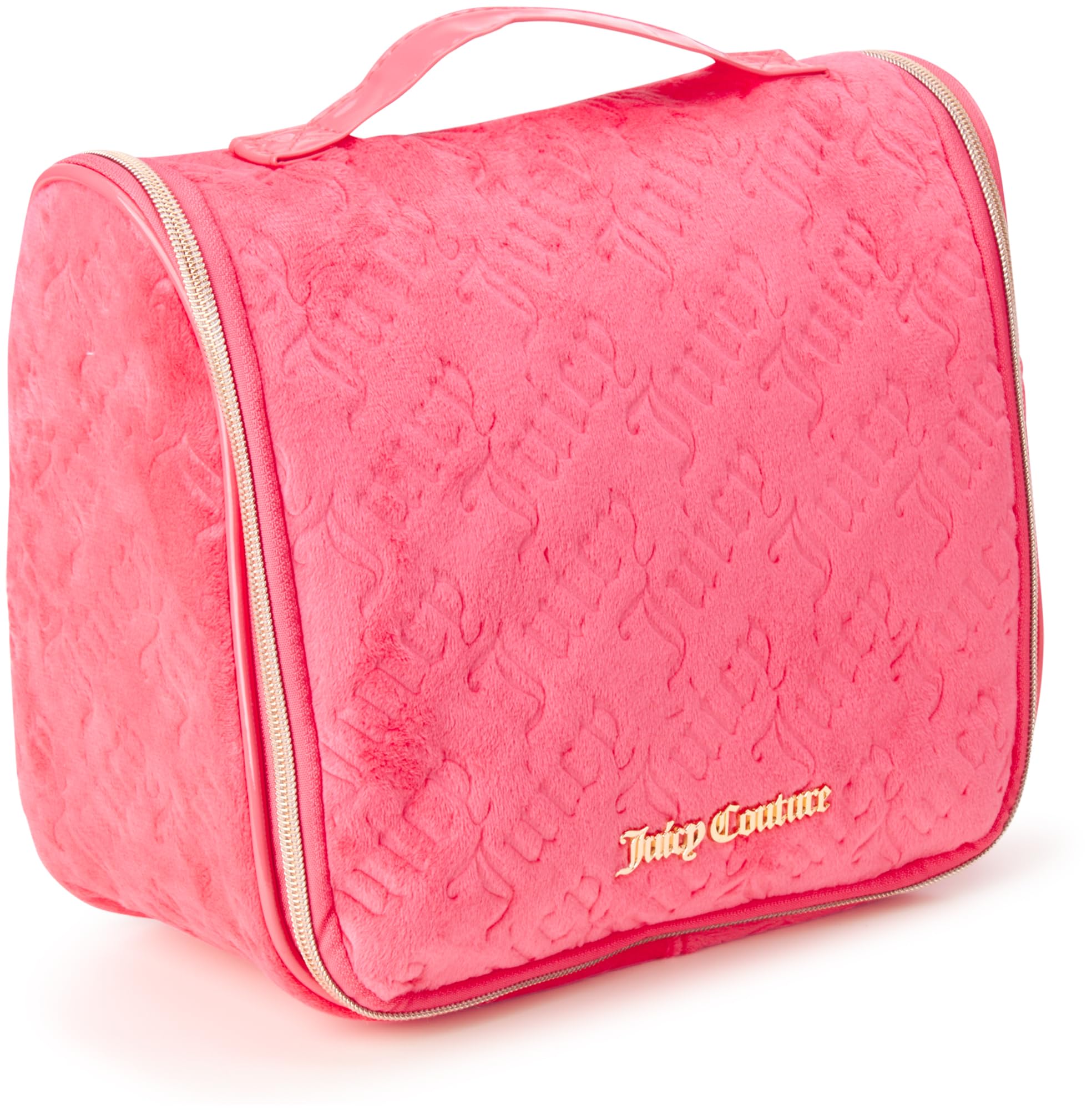 Juicy Couture Pink Makeup Bag, Hanging Hook, Velour Logo | Cosmetics Organizer, Travel Essentials, Top Handle