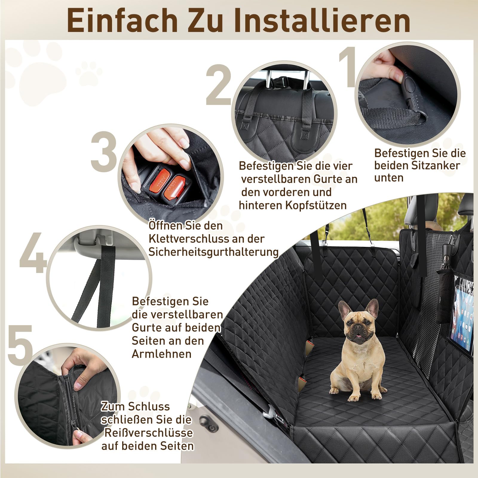 Gimars Hundedecke Auto Rückbank, 157x137cm Große Verdickte Kratzfest Wasserdicht Hunde Autositz Rückbank, Universal Hundedecke Auto Mit Abnehmbarer Vorderer Abdeckung Und Sichtfenster Für PKW LKW SUV