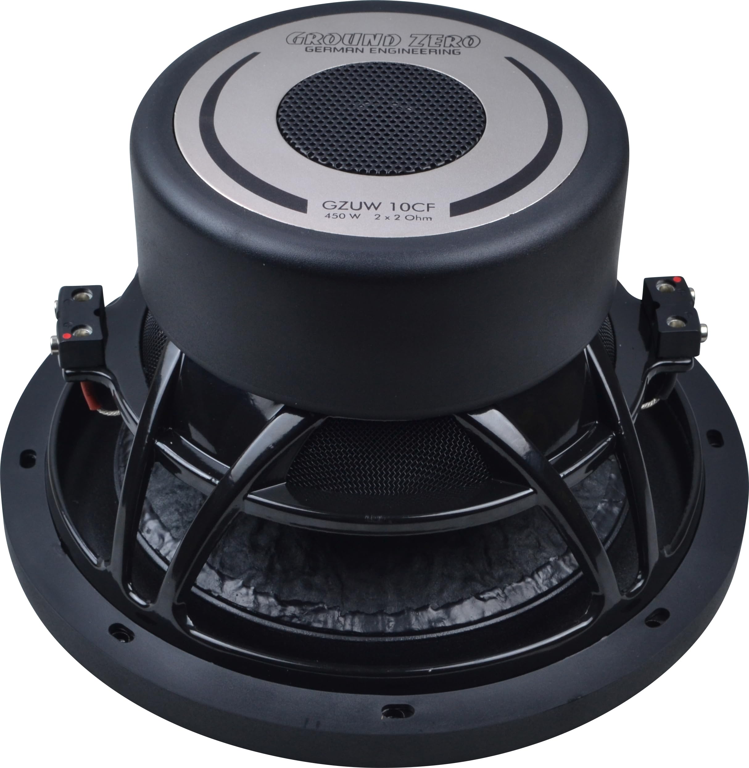 Ground Zero GZUW 10CF - Subwoofer da 10 pollici per bassi precisi e profondi in auto, 450 W RMS, 2 x 2 Ohm, potente e controllato