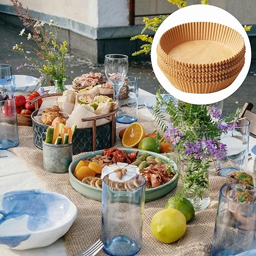 Miniatura 6 de Revestimientos desechables para freidora de aire, 200 piezas Victoyaw, revestimientos de papel pergamino redondos de 9 pulgadas para freidora de