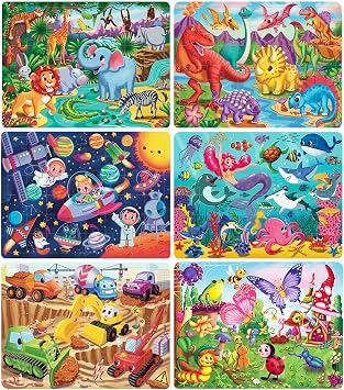 Wooden Puzzles for Kids Ages 4-6-8, 48 Piece Jigsaw Puzzles for Kids 3 4 5 6 7 8 Year Old, Toddler Children Preschool Puzzles Educational Toys for Boys and Girls