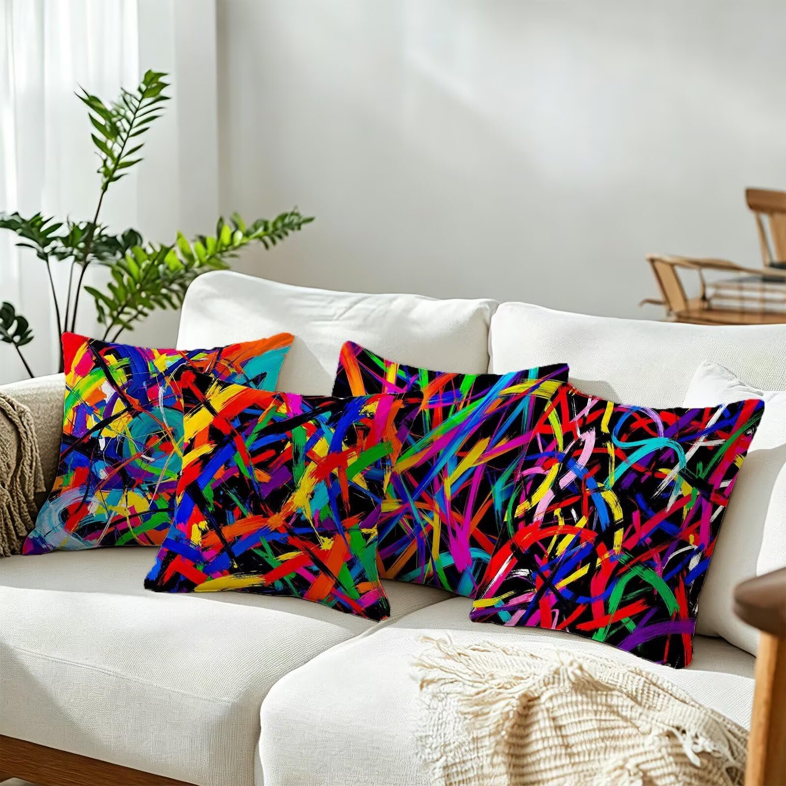 Cojines Exterior Vistoso Funda Almohada 45x45cm Juego de 4, Cod-477
