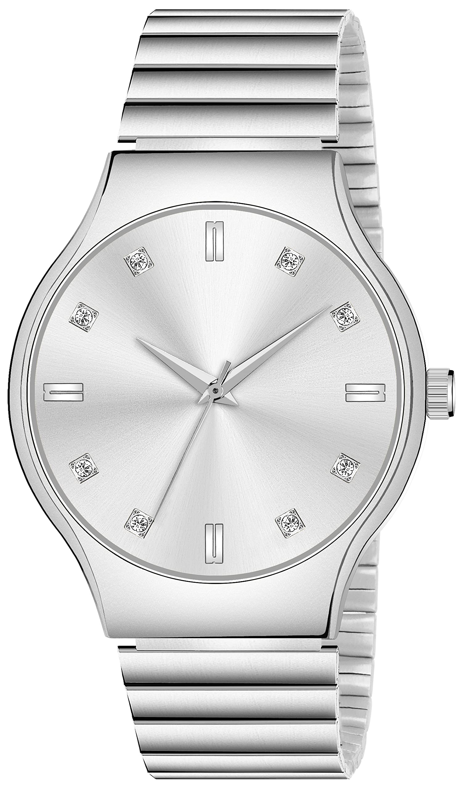 just like Original Silver Plated Diamond Dial Stainless Steel Strap Fully Comfortable Watch for Men Watch (Silver) (B0C3LZM5KN) Amazon Price History, Amazon Price Tracker