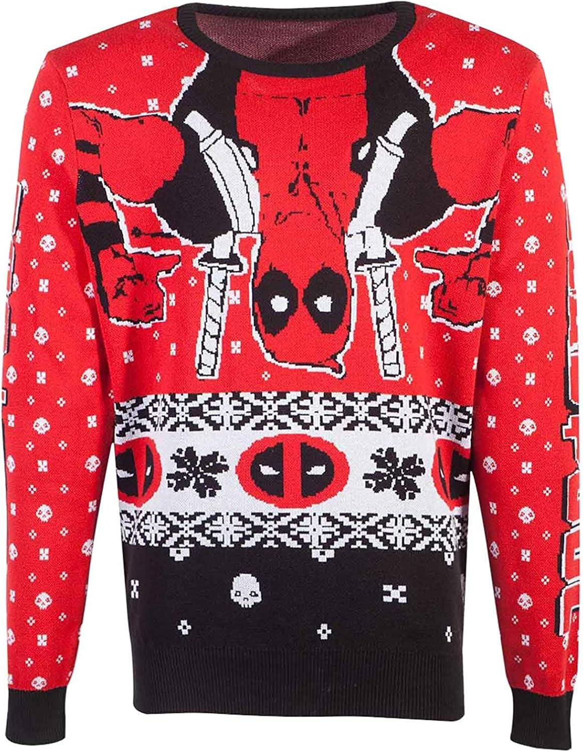Difuzed Marvel Knitted Christmas Sweater Deadpool Upside Down Size XXL