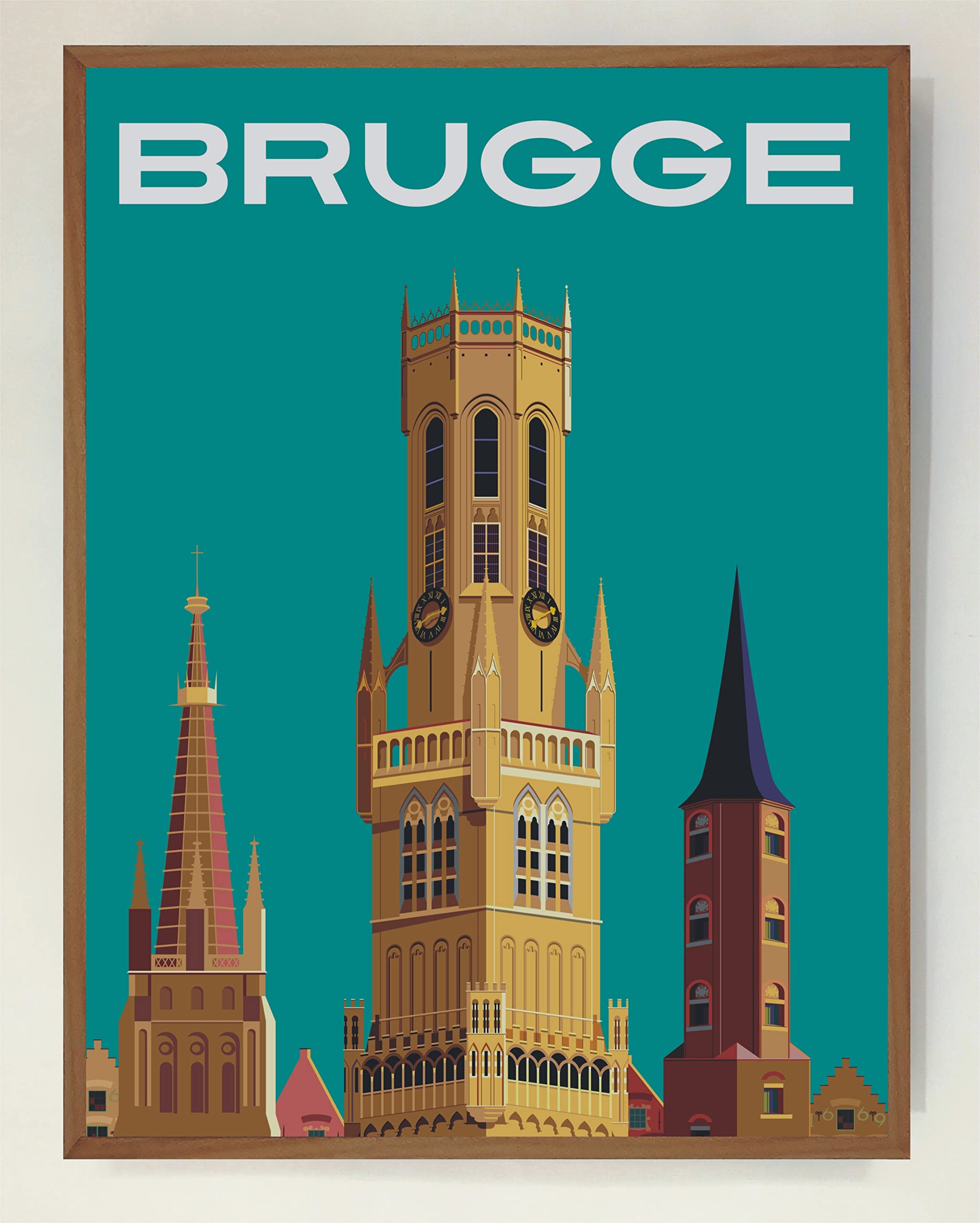 Cartel Vintage Iluminado con Luz Leds Brugge: Serie Viajera