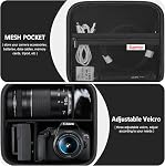 Cas de voyage dur pour Canon EOS R100/ EOS R50/Rebel T7/ R6 Marquer II/ R50V / R8 / R7 / R10 Caméra sans miroir, objectif, trépied 3 Pièces de séparateurs et d'épaules, noir