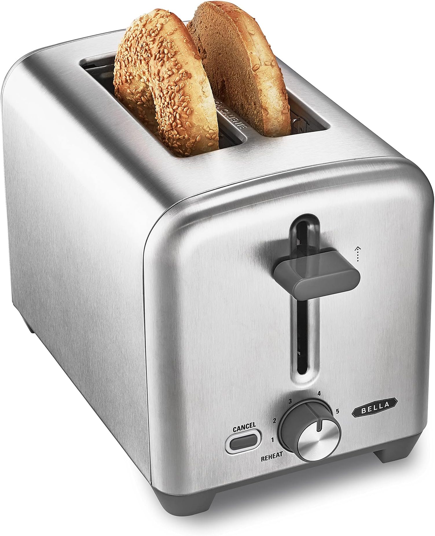 Stainless Steel 2 Slice Toaster with Extra Wide Slots & Removable Crumb Tray - 6 Browning Options, Auto Shut Off & Reheat Function - Toast Bread, Bagel & Waffle
