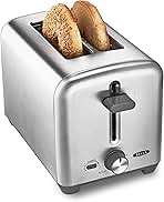 bella Stainless Steel 2 Slice Toaster with Extra Wide Slots & Removable Crumb Tray, 6 Browning Options, Auto Shut Off & Reheat Function, Toast Bread, Bagel & Waffle