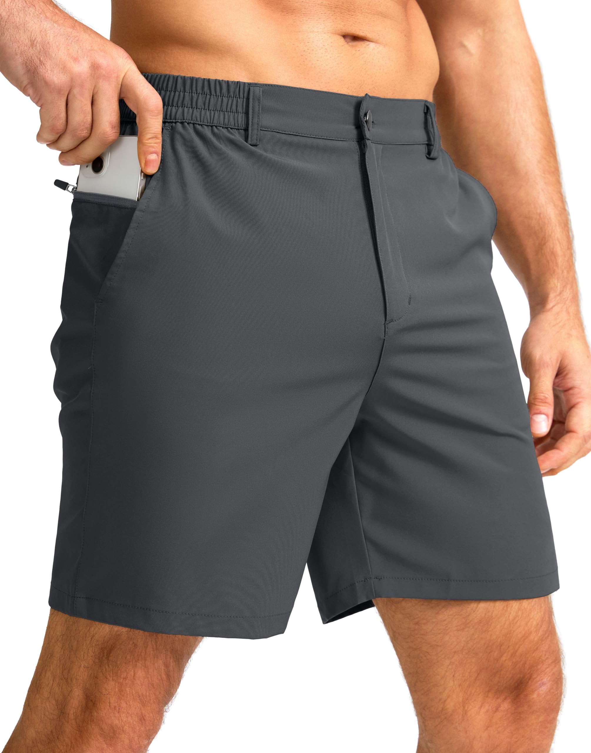 G Gradual Mens Casual Shorts 7 Lightweight Golf Shorts for Men Stretch with 3 Pockets Quick Dry Breathable